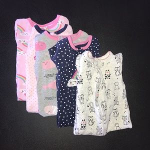 Bundle - 5 baby sleepers - rainbow whale woodland